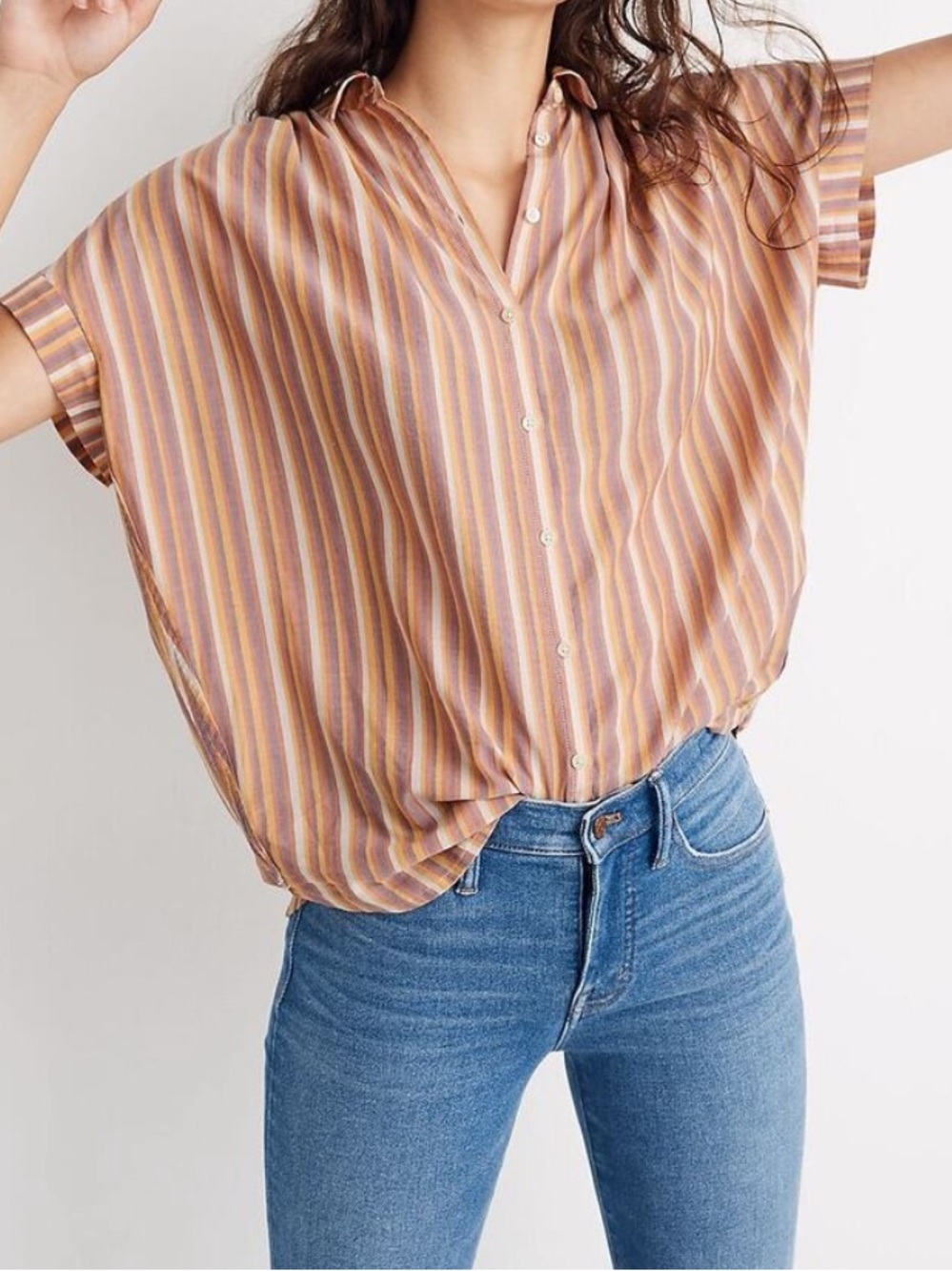 Madewell Central Stripe Shirt Button Down Flowy Blouse Size M